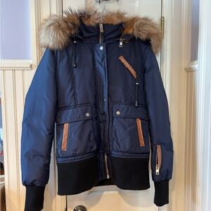 Mayfair Fox Fur-lined Down Bomber Jacket In Navy